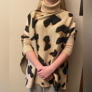 Lucca Couture Leopard Print Turtleneck Sweater